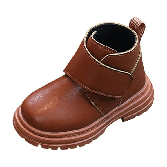 QQAMB Kids Girls Ankle Boots Side Zipper Leather Chelsea Booties Winter Fall Waterproof Outdoor Toddlers Shoes