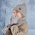 thumbnail image 1 of QQAMB Kids Hats and Gloves Scarf Sets Winter Beanie hat with Glover Neck Warmer 3pc Fleece Lining Knitted Set for 4-10 Years, 1 of 4