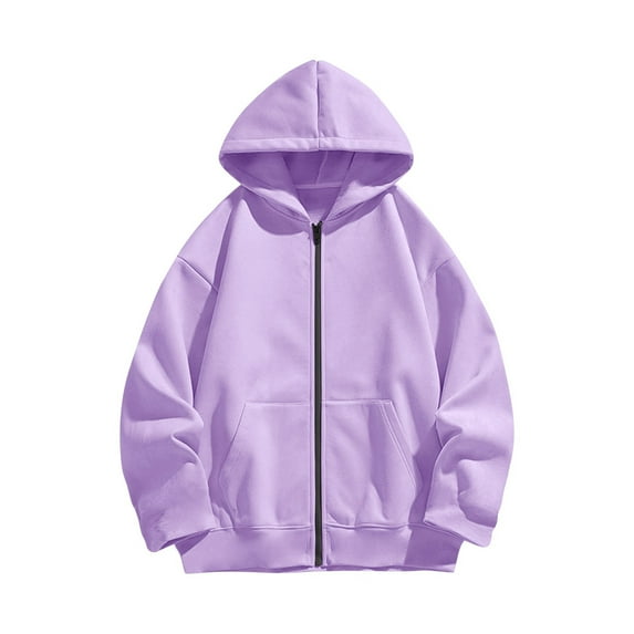 QQAMB Kids Sweatshirts Full-Zipper Solid Color Cute Long Sleeve Fall Trendy Comfy Hoodie Sweatshirt with Pockets,9 Years