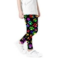thumbnail image 1 of QQAMB Leggings for Girls Heart Printed High Waisted Straight Leg Casual Outwear Stretchy Ankle Length Tights, 1 of 3