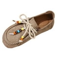 thumbnail image 1 of QQAMB Loafers for Women with Beaded Suede Moccasins Comfortable Round Toe Slip On Flats Daily Work Walking Shoes, 1 of 5
