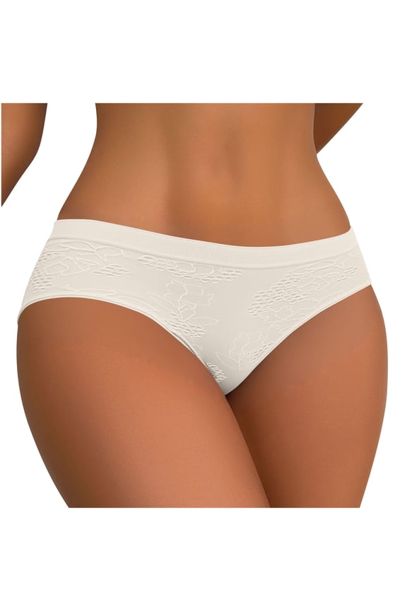 QQAMB Low Rise Underwear for Women Stretchy Hipster Breathable Soft Full Coverage Briefs Seamless Cheeky Solid Panties