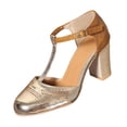 thumbnail image 1 of QQAMB Mary Jane Pumps Chunky Heels for Women Round Toe T-Strap Sandals Oxford Shoes with Hollow, 1 of 6