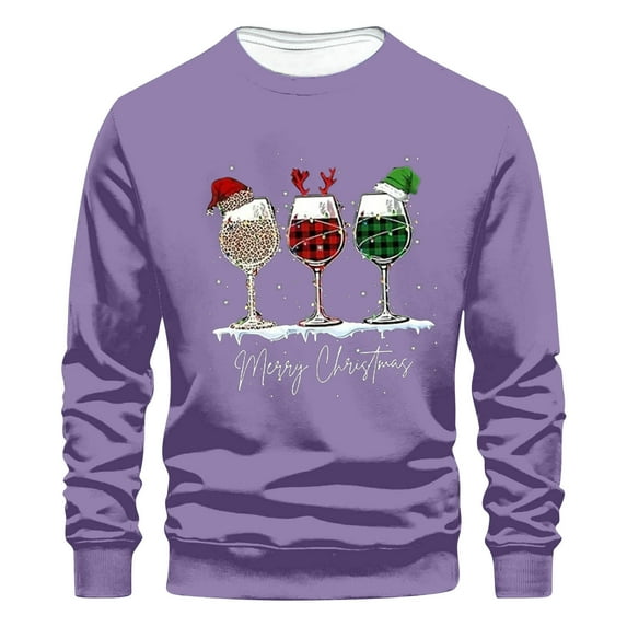 QQAMB Men T-Shirts Plus Size Crewneck I'm thinking Graphic Printed Long Sleeve Lightweight Tee Tops Purple 2XL