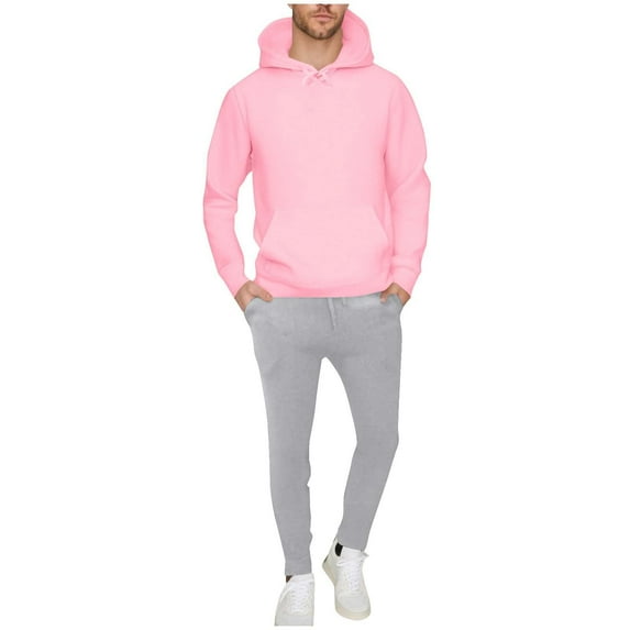 QQAMB Men Two Piece Matching Tracksuit Daily Outings Hoodie Pullover Sweatpant Baggy Workout Pockets Set