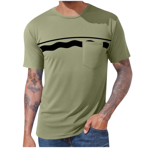 QQAMB Men's Casual T-Shirt Crewneck Letter Printed Lightweight Tee Summer Graphic Tops with Pocket Gray 3XL