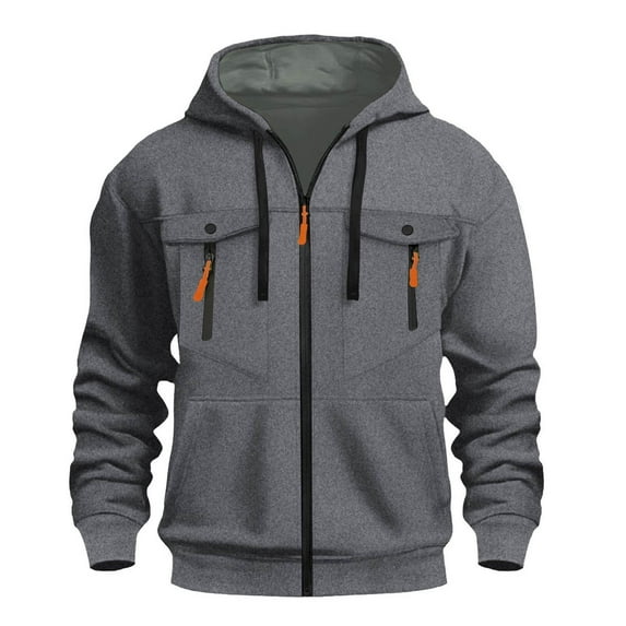 QQAMB Men's Full Zip Hoodie Casual Cotton Hooded Fleece Drawstring Hoodies Basic Long Sleeve Athletic Pullover Sweatshirts