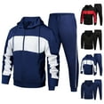 thumbnail image 1 of QQAMB Men's Hooded Athletic Tracksuit Sweatsuit Long Sleeve Full-Zip Jogging Sweatpants 2 Piece Patchwork Sportsuits, 1 of 6