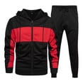 thumbnail image 1 of QQAMB Men's Hooded Athletic Tracksuit Sweatsuit Long Sleeve Full-Zip Jogging Sweatpants 2 Piece Patchwork Sportsuits, 1 of 6