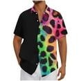 thumbnail image 1 of QQAMB Men's Shirts Button Down Lapel Collar Leopard Print Short Sleeve Shirt Trendy Hawaiian Shirts Summer Casual Vacation Tops Multicolor 3XL, 1 of 5