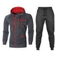 thumbnail image 1 of QQAMB Men's Sweatsuits Plus Size Gym Contrast Jogging Full Tracksuit Hoodies Fleece Joggers Set, 1 of 7
