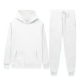 thumbnail image 1 of QQAMB Men's Sweatsuits Plus Size Solid Color Drawstring Hoodies and Jogger Pant 2 Piece Sports Tracksuits, 1 of 7