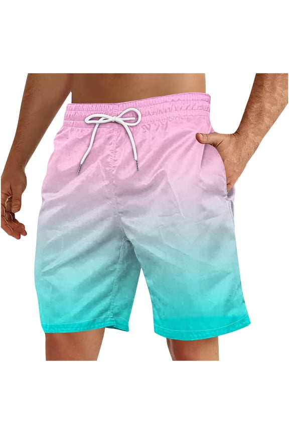 Men's Swim Trunks Swimwear Bathing Suits Quick Dry Gradient Swim Shorts Athletic Board Shorts with Pockets Multicolor S