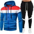 thumbnail image 1 of QQAMB Men's Tracksuits Color Block Drawstring Hoodies Sweatshirts and Jogger Pants 2 Piece Athletic Sweatsuits, 1 of 5