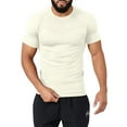 thumbnail image 1 of QQAMB Mens Muscle T-Shirt Plus Size Casual Baseball Short Sleeve T-Shirts Summer Quick Dry Workout Gym Golf Tee Tops Beige 2XL, 1 of 6