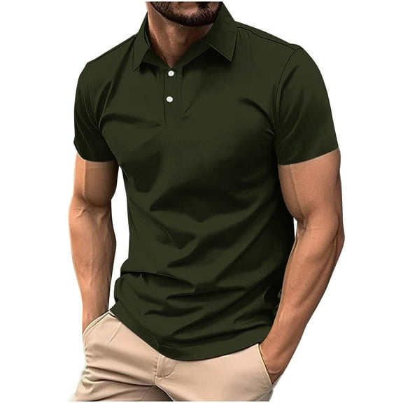 QQAMB Mens Shirts Plus Size Cotton Casual Tops Button Down Summer Turndown Collar Shirts Business Work Tunic Blouse Army Green S
