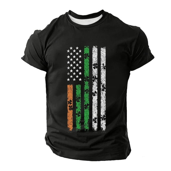 QQAMB Mens T-Shirts Plus Size Saint Patricks Day Funny St Pattys Tees for Partying Parade Tee for Guys Black 3XL
