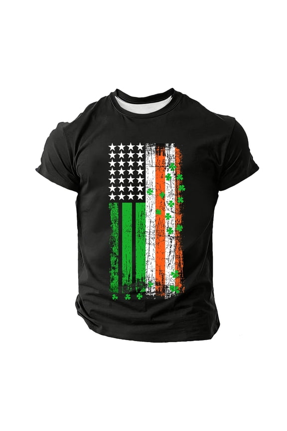 Mens T-Shirts Plus Size Saint Patricks Day Funny St Pattys Tees for Partying Parade Tee for Guys Black 3XL