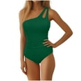 thumbnail image 1 of QQAMB One Shoulder One Piece Swimsuit for Women Tummy Control Bathing Suits Modest Full Coverage Keyhole Swimwear Army Green XL, 1 of 5