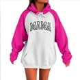 thumbnail image 1 of QQAMB Oversized Sweatshirts for Women Mama Letter Printed Drawstring Fall Winter Trendy Hoodies Sweatshirts with Pocket Hot Pink XL, 1 of 4