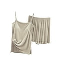 thumbnail image 1 of QQAMB Pajamas Set for Women Nightwear Cami Top and Shorts Pajama Set V-Neck Sleepwear Modal Pajamas Women Beige XL, 1 of 4