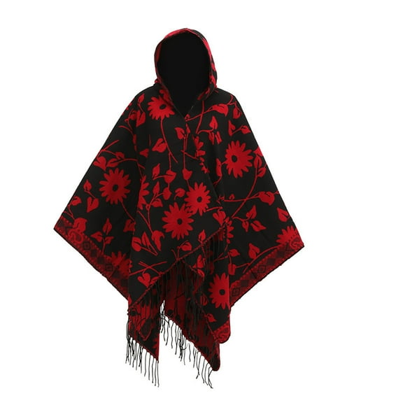 QQAMB Poncho for Women Retro Open Front Elegant Loose Cape Shawl Winter Warm Knit Wraps Fashion Fall Winter Outfits