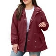 thumbnail image 1 of QQAMB Rain Jacket for Women Plus Size Waterproof Lightweight Hooded Raincoat for Hiking Travel Outdoor Wine 3XL, 1 of 7