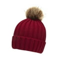 thumbnail image 1 of QQAMB Satin Lined Beanie for Kids Knit Winter Hats Silk Lined Girls Beanie with Detachable Pom, 1 of 2