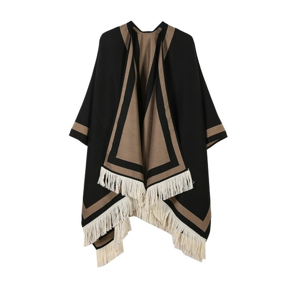 QQAMB Shawl Wraps for Women Elegant Knit Cape Open Front Poncho Soft Scarf Triangle Cardigan Coat Spring Fall Winter Party