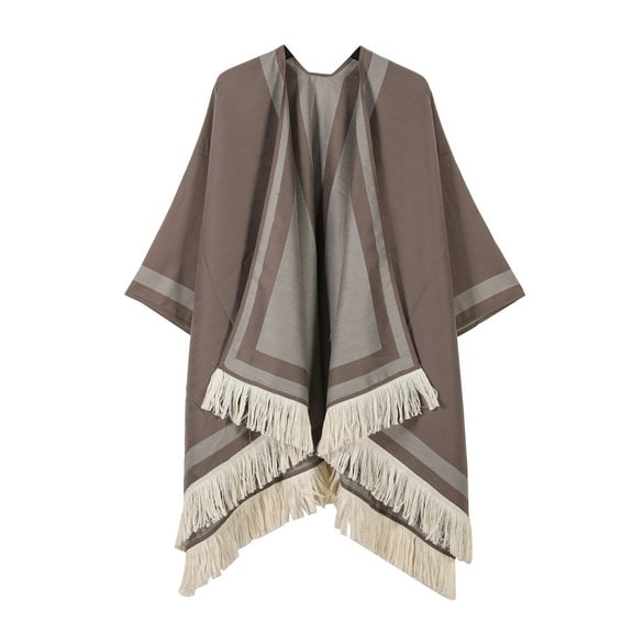 QQAMB Shawl Wraps for Women Elegant Knit Cape Open Front Poncho Soft Scarf Triangle Cardigan Coat Spring Fall Winter Party