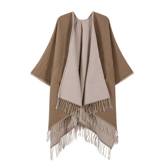 QQAMB Shawl Wraps for Women Elegant Knit Cape Open Front Poncho Soft Scarf Triangle Cardigan Coat Spring Fall Winter Party