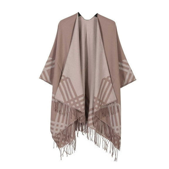 QQAMB Shawl Wraps for Women Elegant Knit Cape Open Front Poncho Soft Scarf Triangle Cardigan Coat Spring Fall Winter Party