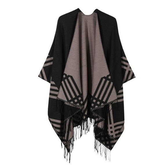 QQAMB Shawl Wraps for Women Elegant Knit Cape Open Front Poncho Soft Scarf Triangle Cardigan Coat Spring Fall Winter Party