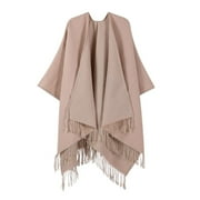 QQAMB Shawl Wraps for Women Elegant Knit Cape Open Front Poncho Soft Scarf Triangle Cardigan Coat Spring Fall Winter Party