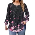 thumbnail image 1 of QQAMB Shirts for Women Plus Size Fall Dressy Casual Blouses Trendy Pleated Floral Printed Long Sleeve Tunic Tops, 1 of 6