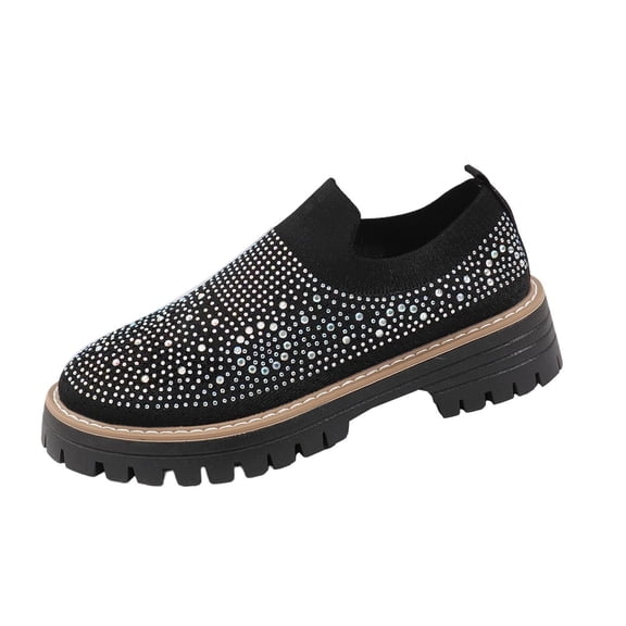 QQAMB Sneakers for Women Rhinestone Mesh Slip-On Walking Shoes Fashion Breathable Spakle Glitter Sneaker