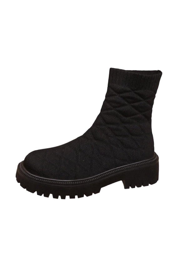 Sock Booties for Women Stretch Knit Ankle Boots Breathable Comfy Low Heel Bootie Fall Winter Pull On Boot