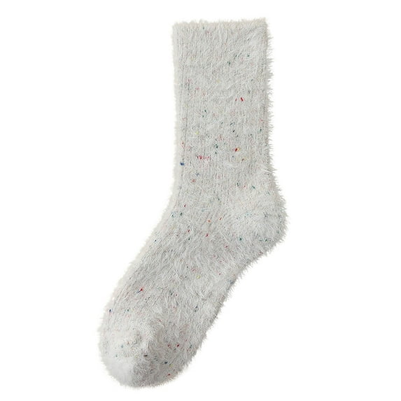 QQAMB Socks for Women Wool Cozy Fluffy Solid Color Winter Warm Fuzzy Socks Plush Home Slipper Socks