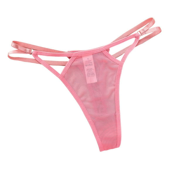 QQAMB Strappy Lingerie Panties for Women Stretch Low-Rise Mesh See Throught Breathable Cheeky Thong Underwear