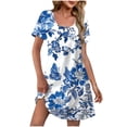 thumbnail image 1 of DeHolifer Summer Dresses for Women Casual Sundress with Pocket Summer Beach Short Sleeve Knee Length Dresses White XL, 1 of 7