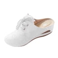 thumbnail image 1 of DeHolifer Summer Sandals for Women,Closed Toe Cutout Strap Lace Up Orthopedic Wide Width Slip On Slides Ladies Low Wedge Heel Casual Shoes, 1 of 8