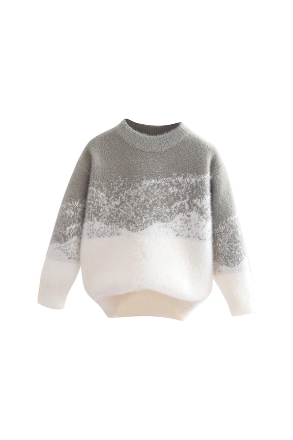 Sweaters for Girls Cute Doll Collar Fuzzy Color Block Cable Knit Pullover Tops Fall Casual Tween Chunky Sweater,9 Years