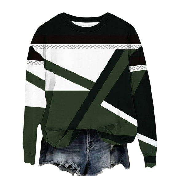 QQAMB Sweatshirts for Girls Color Block Crewneck Thin Lightweight Fall Winter Trendy Loose Comfy Pullover Tops,2 Years