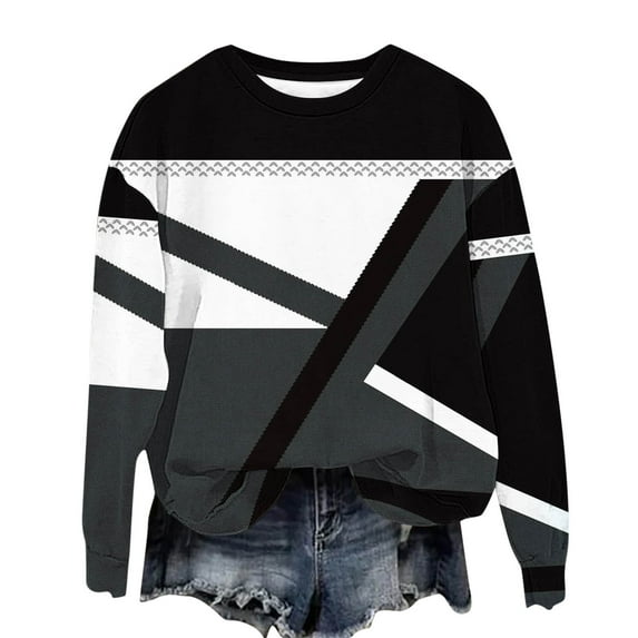 QQAMB Sweatshirts for Girls Color Block Crewneck Thin Lightweight Fall Winter Trendy Loose Comfy Pullover Tops,7 Years