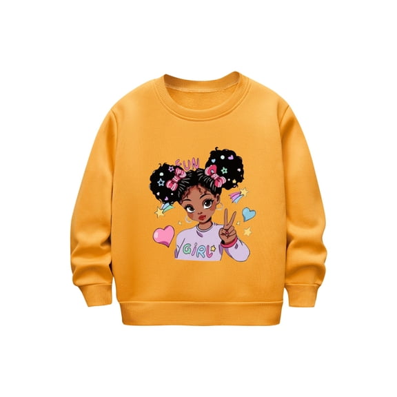 QQAMB Sweatshirts for Girls Crewneck Graphic Printed Long Sleeve Fleece Casual Comfy Pullover Tops,3 Years