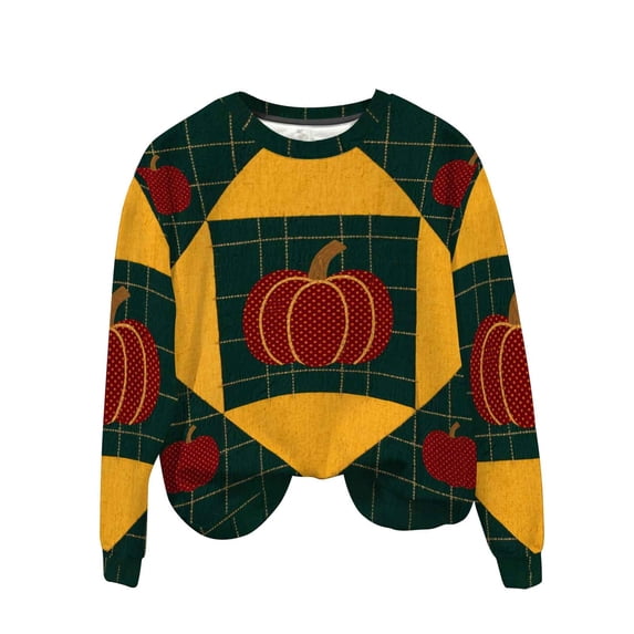QQAMB Sweatshirts for Women Men Thanksgiving Day Pumpkin Printed Crewneck Fall Trendy Unisex Pullover Tops Multicolor S