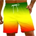thumbnail image 1 of QQAMB Swimming Trunks for Men Drawstring Gradient Color Elastic Waist Bathing Suits Hawaiian Beach Shorts with Pockets Yellow 5XL, 1 of 6