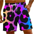 thumbnail image 1 of QQAMB Swimming Trunks for Men Drawstring Leopard Printed Elastic Waist Bathing Suits Hawaiian Beach Shorts with Pockets Purple 5XL, 1 of 6
