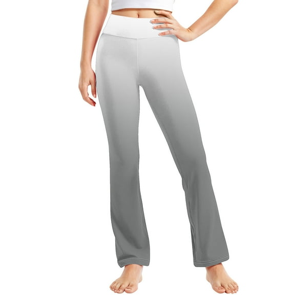 QQAMB Teen Girls Yoga Pants Gradient Flare Leggings Kids Preppy High Waist Yoga Pants Petite Workout Pant Dance Bootcuts Pants