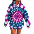 thumbnail image 1 of QQAMB Tie Dye Sweatshirts for Women Fall Trendy Drawstring Long Sleeve Hoodies Sweatshirts with Pocket Hot Pink M, 1 of 5